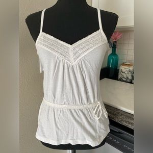 Vintage Abercrombie white embroidery babydoll tank top